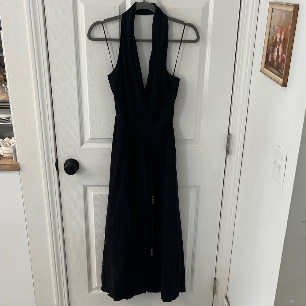 Zara Black Backless Halter Dress